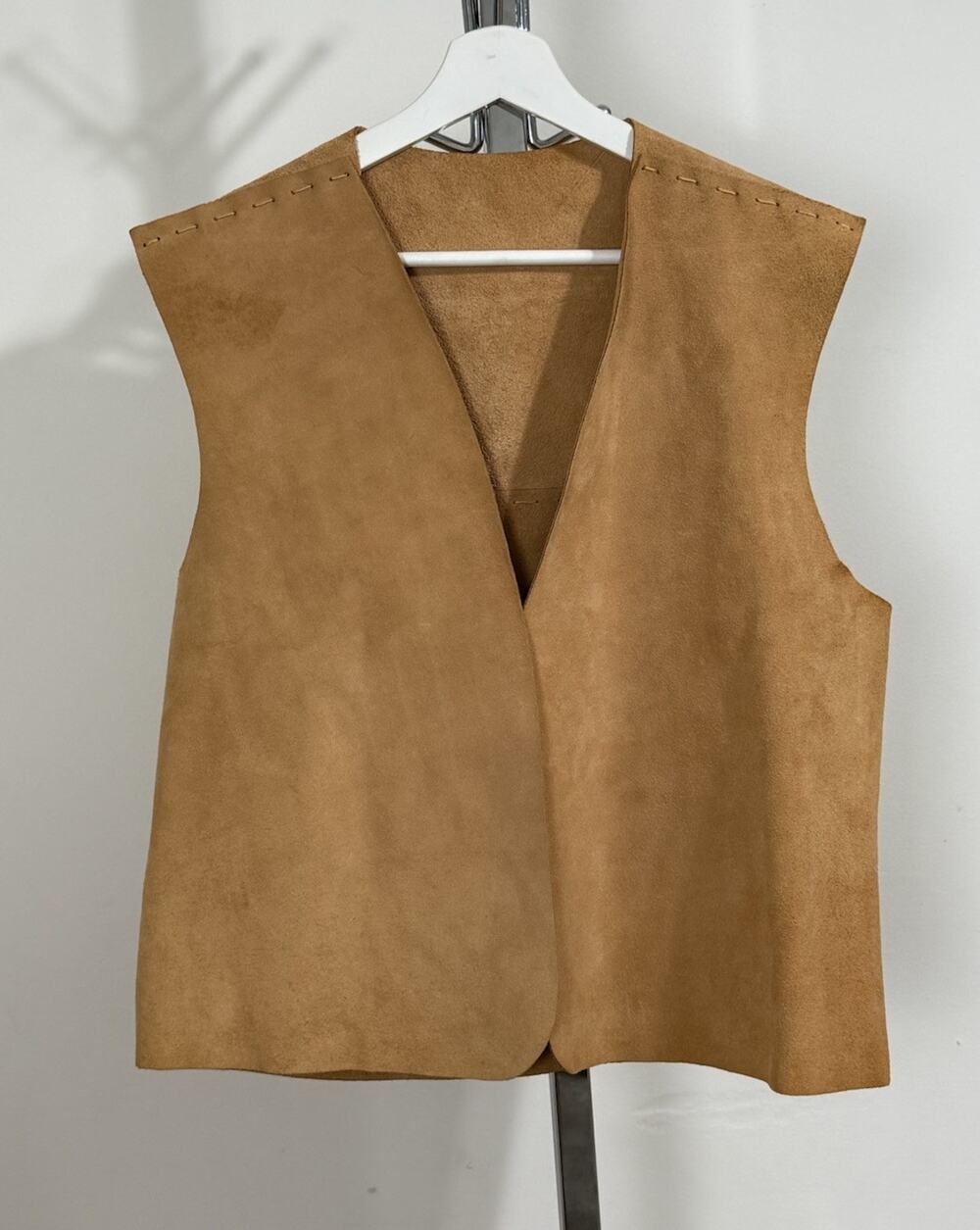 Unisex Handmade Reversible Leather Vest Tan Southwestern Western Boho S/M